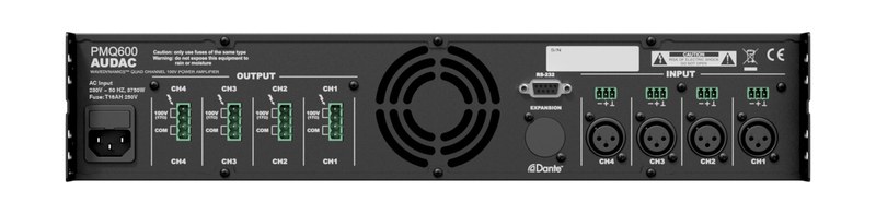AUDAC PMQ600 WaveDynamics quad-channel 70/100V amplifier - view 2
