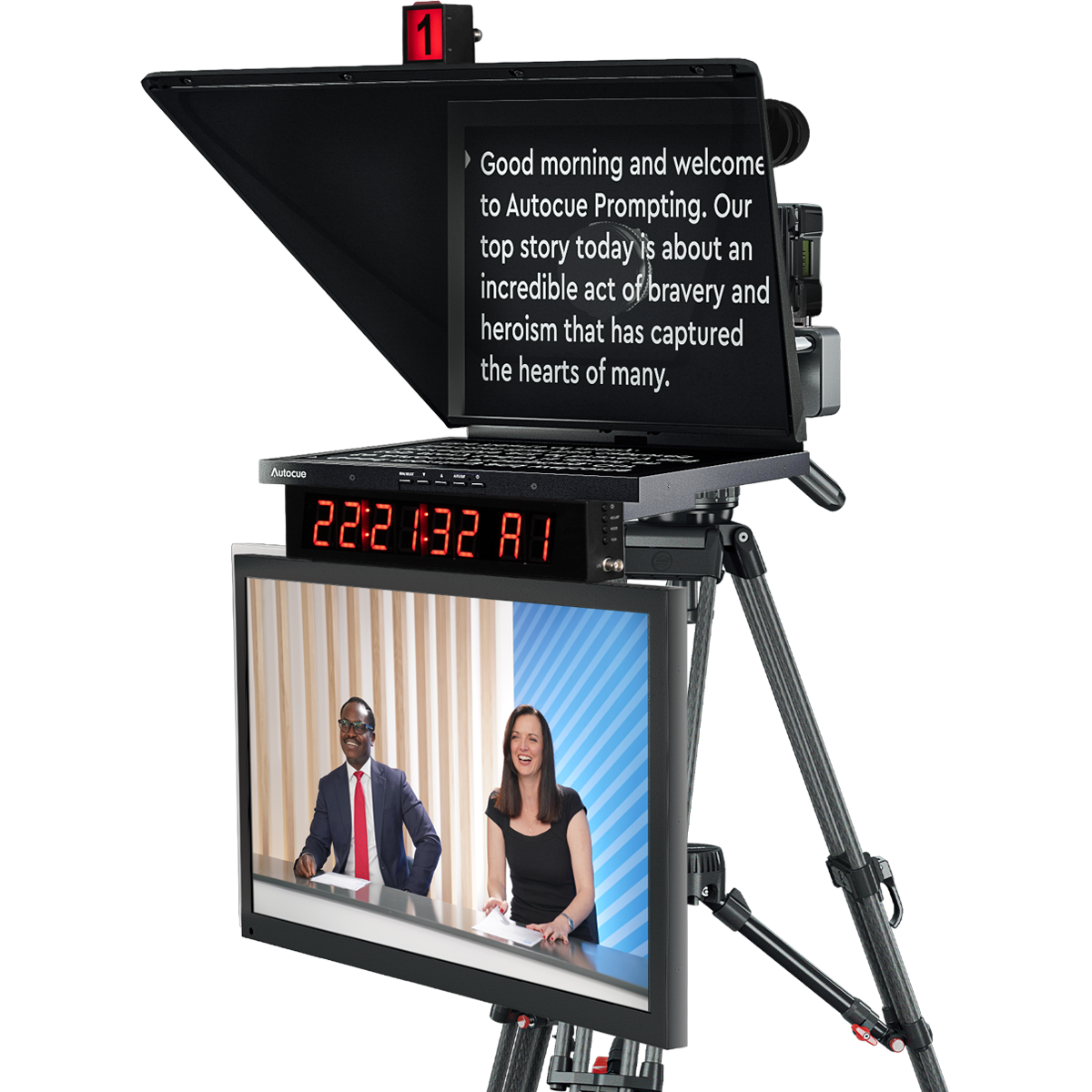 Autocue Studio Bundle - Pioneer Studio Teleprompter, Clock and Tally, 22-inch Talent Monitor