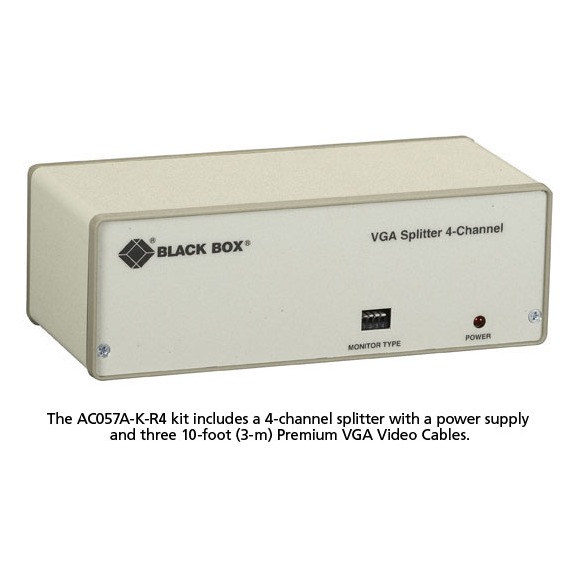 Black Box AC057AE-K-R4 Video Splitter Kit - VGA, 4-Channel, 230-VAC