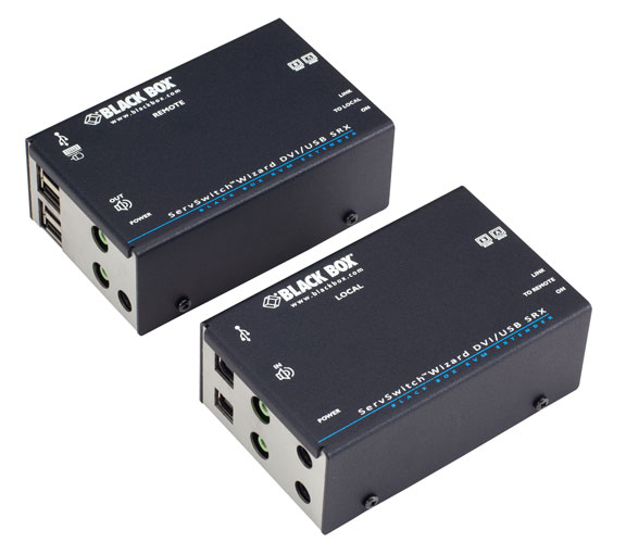 Black Box ACU5502A-R3 ServSwitch Wizard SRX Dual-Monitor DVI-D KVM Extender, USB 2.0, Audio, CATx