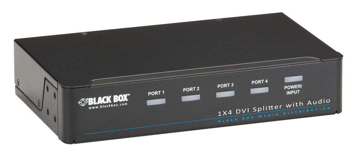 Black Box AVSP-DVI1X4 DVI-D Splitter with Audio and HDCP, 1 x 4