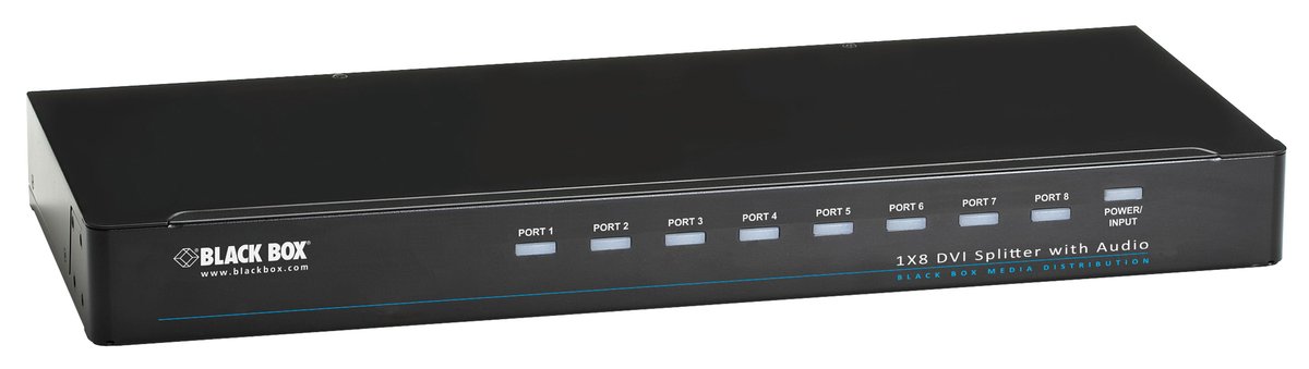 Black Box AVSP-DVI1X8 DVI-D Splitter with Audio and HDCP, 1 x 8