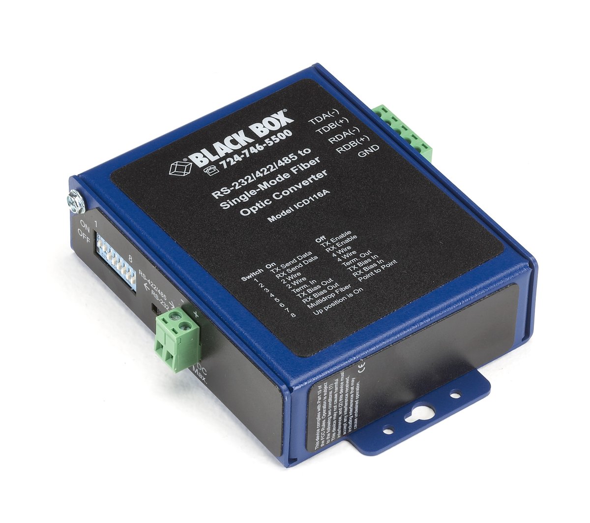 Black Box ICD116A Async RS232/422/485 Extender Over Fiber - Terminal Block to Singlemode SC