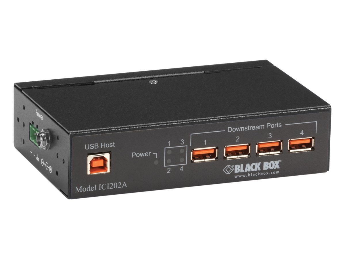 Black Box ICI202A Industrial USB 2.0 Hub with Isolation - 4-Port