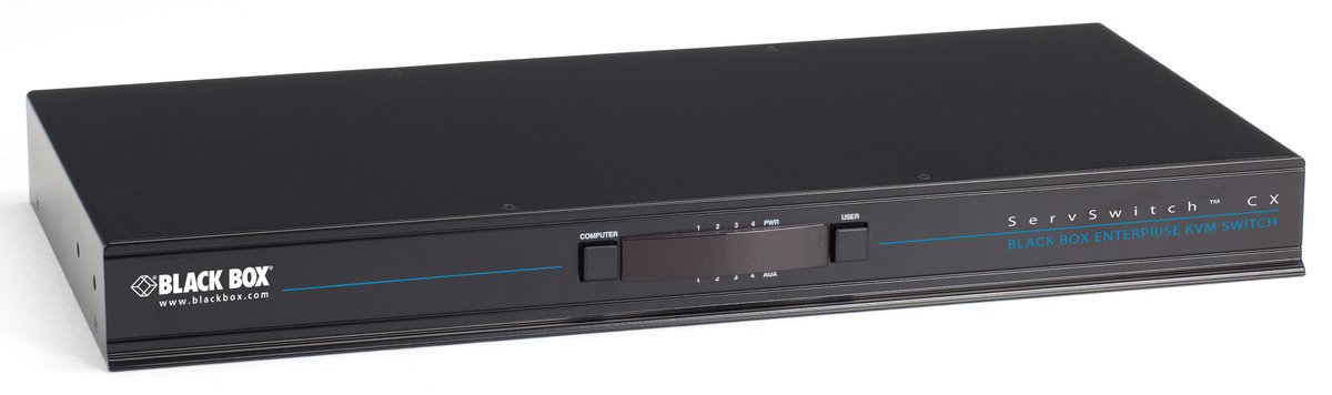 Black Box KV0424A-R2 ServSwitch CX 24-Port CATx KVM Switch, 4 Users