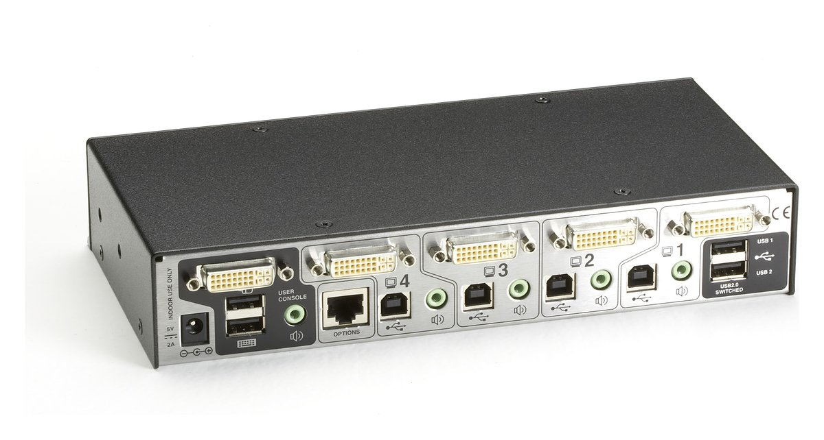 Black Box KV2004A ServSwitch Wizard 4-Port Dual-Link DVI-D KVM Switch with True USB Emulation - view 2