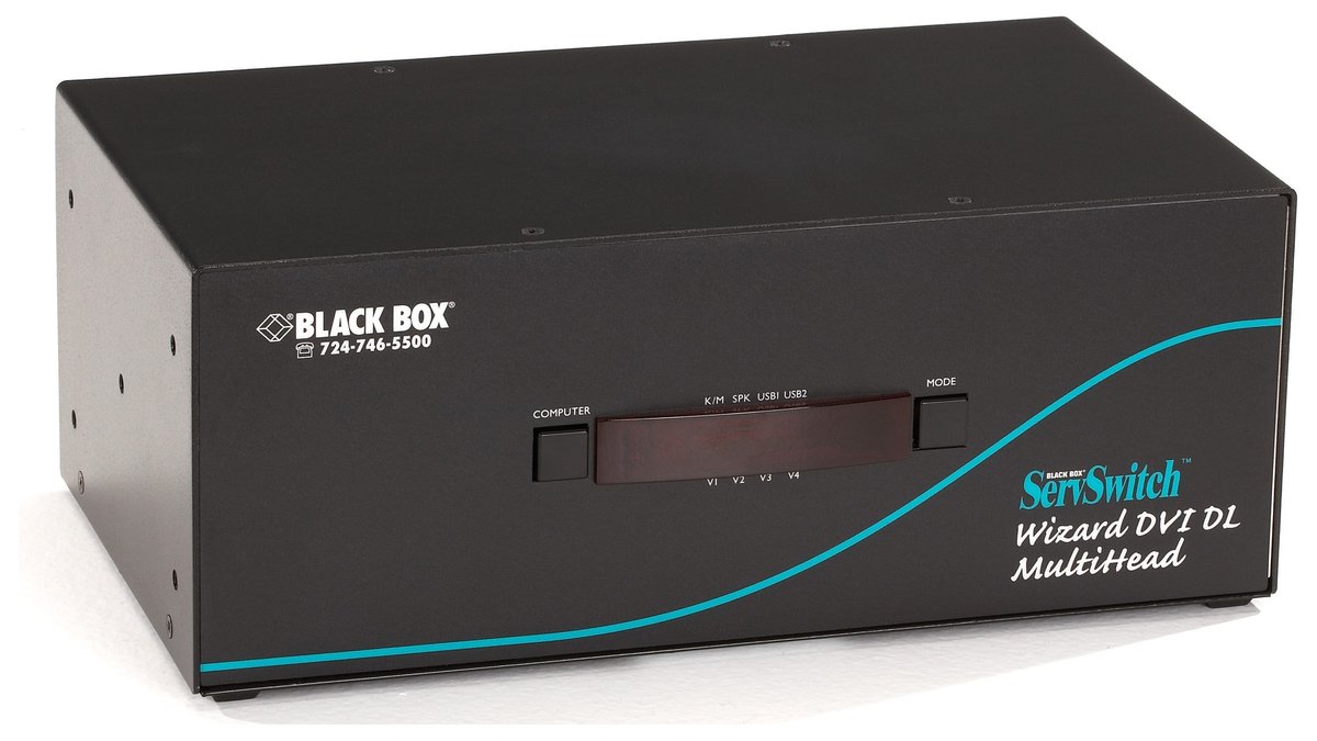 Black Box KV2304A KVM Switch - Tri-Head, DVI-D Dual-Link, USB True Emulation, Audio, 4-Port