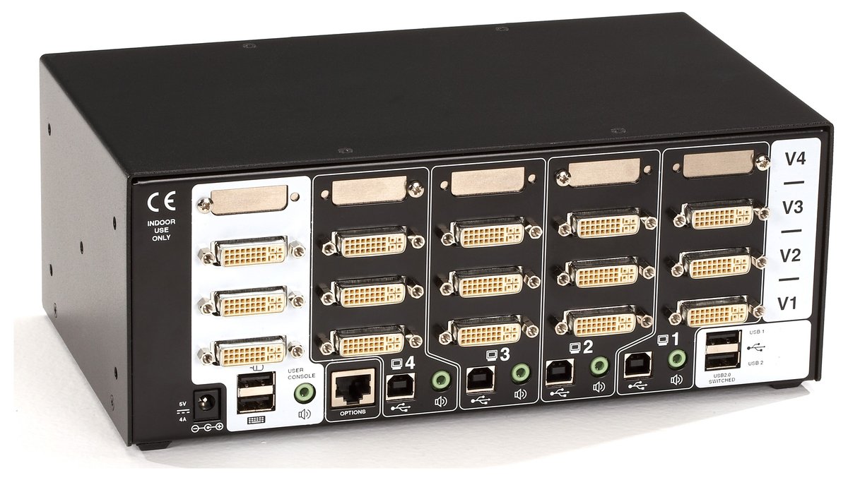 Black Box KV2304A KVM Switch - Tri-Head, DVI-D Dual-Link, USB True Emulation, Audio, 4-Port - view 2