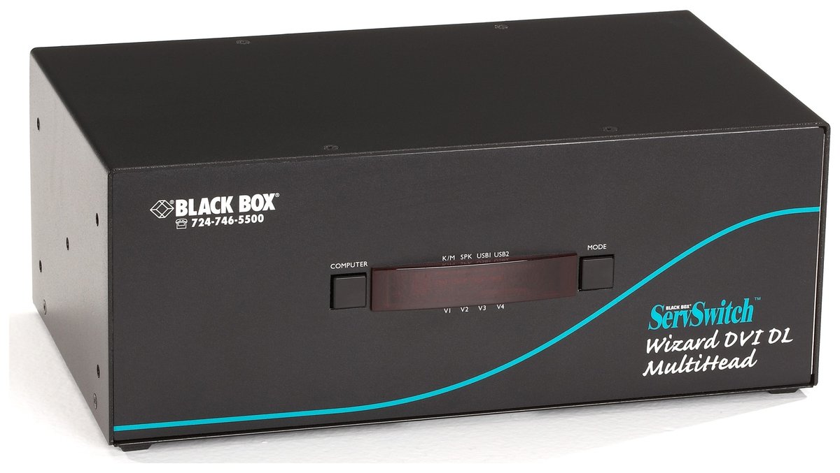 Black Box KV2404A KVM Switch - Quad-Head, DVI-D Dual-Link, USB True Emulation, Audio, 4-Port