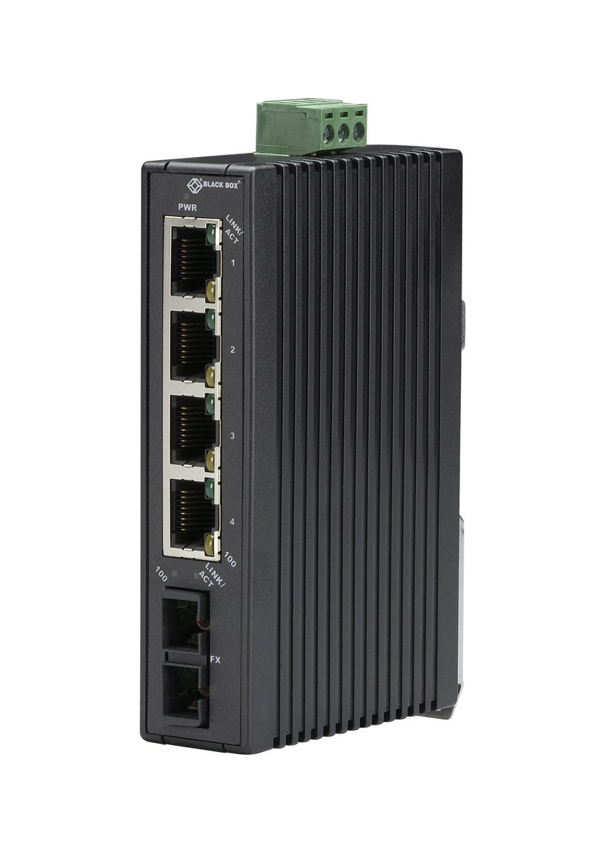 Black Box LBH120A-H-SC LBH120 Series Fast Ethernet (100-Mbps) Hardened Temperature Switch - 10/100-Mbps Copper RJ45, 100-Mbps Multimode Fiber, 1300nm, 2km