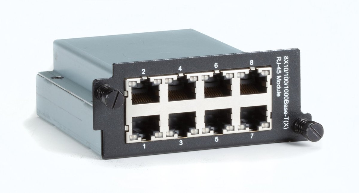 Black Box LE2720C LE2700 Series Gigabit Ethernet (1000-Mbps) Hardened Temperature Switch Module - (8) 10/100/1000-Mbps Copper RJ45