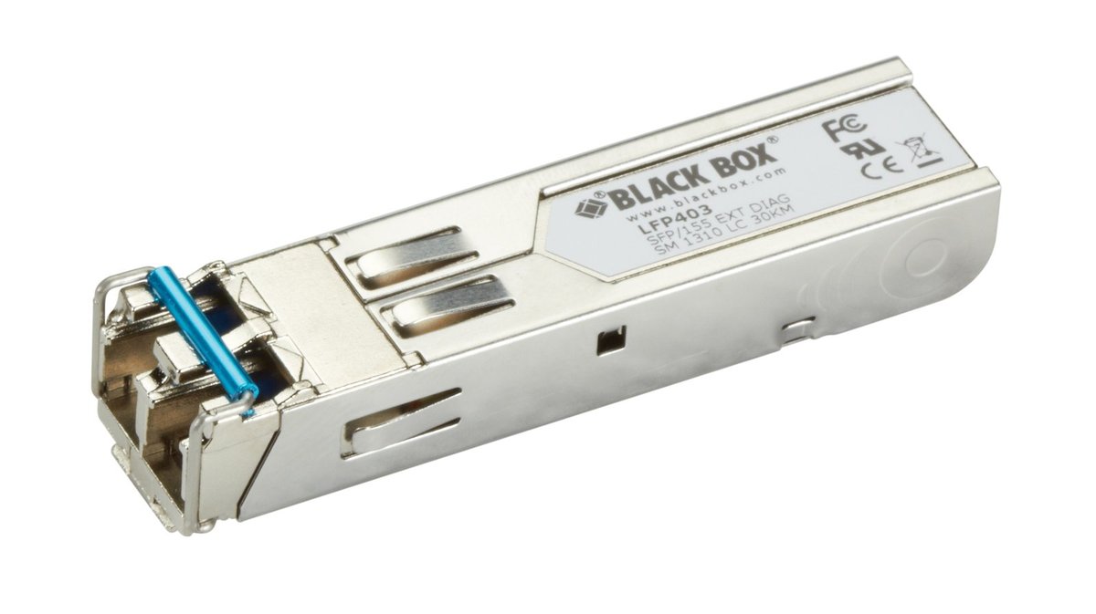 Black Box LFP403 Fast (155-Mbps) Extreme Temperature SFP with Extended Diagnostics - (1) 155-Mbps Singlemode Fiber, 1310nm, 30km, LC product image