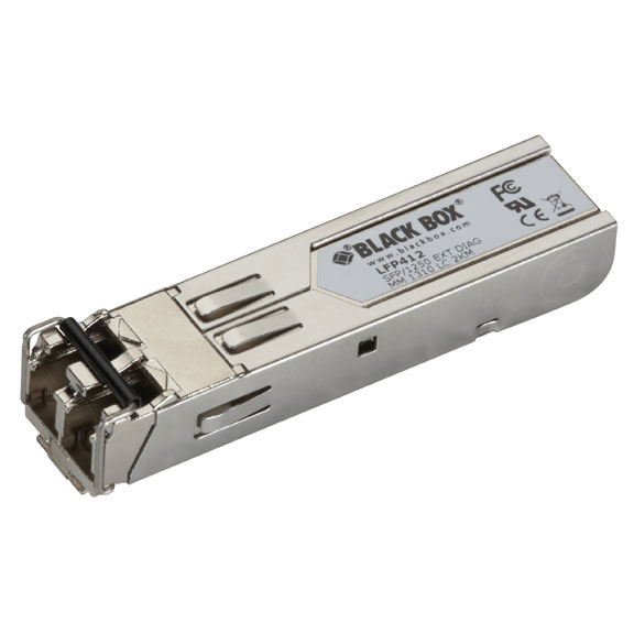 Black Box LFP412 Gigabit (1.25-Gbps) Extreme Temperature SFP with Extended Diagnostics - (1) 1.25-Gbps Multimode Fiber, 1310nm, 2km, LC