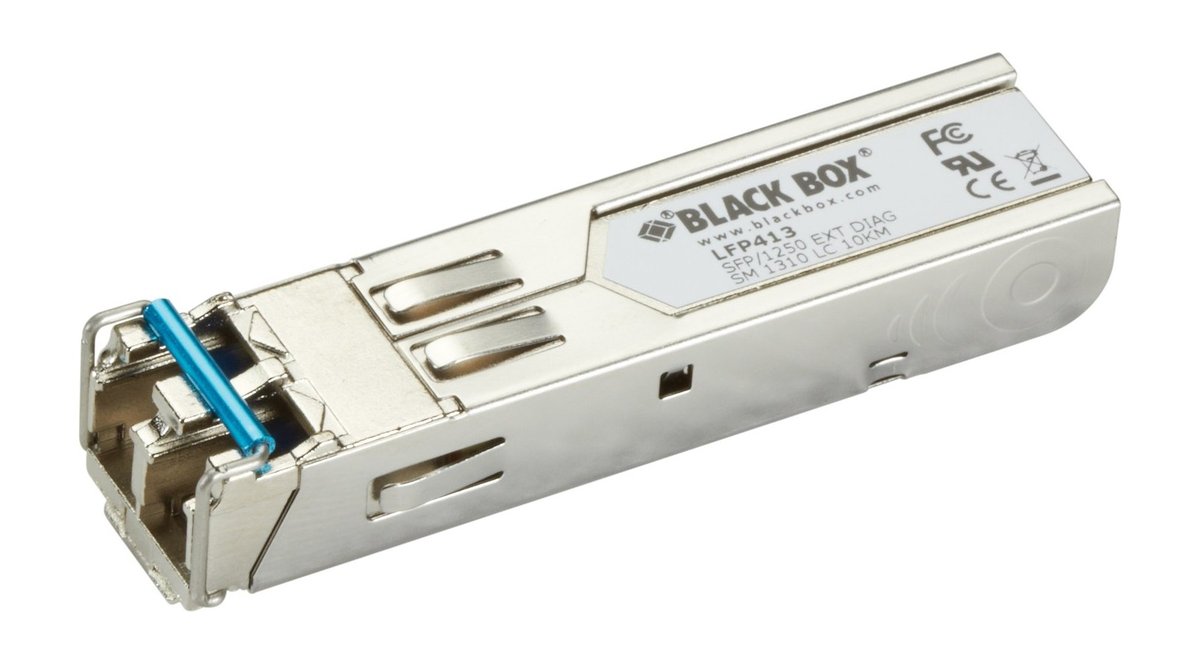 Black Box LFP413 Gigabit (1.25-Gbps) Extreme Temperature SFP with Extended Diagnostics - (1) 1.25-Gbps Singlemode Fiber, 1310nm, 10km, LC product image