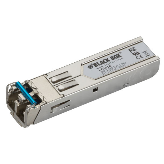 Black Box LFP414 Gigabit (1.25-Gbps) Extreme Temperature SFP with Extended Diagnostics - (1) 1.25-Gbps Singlemode Fiber, 1310nm, 30km, LC product image