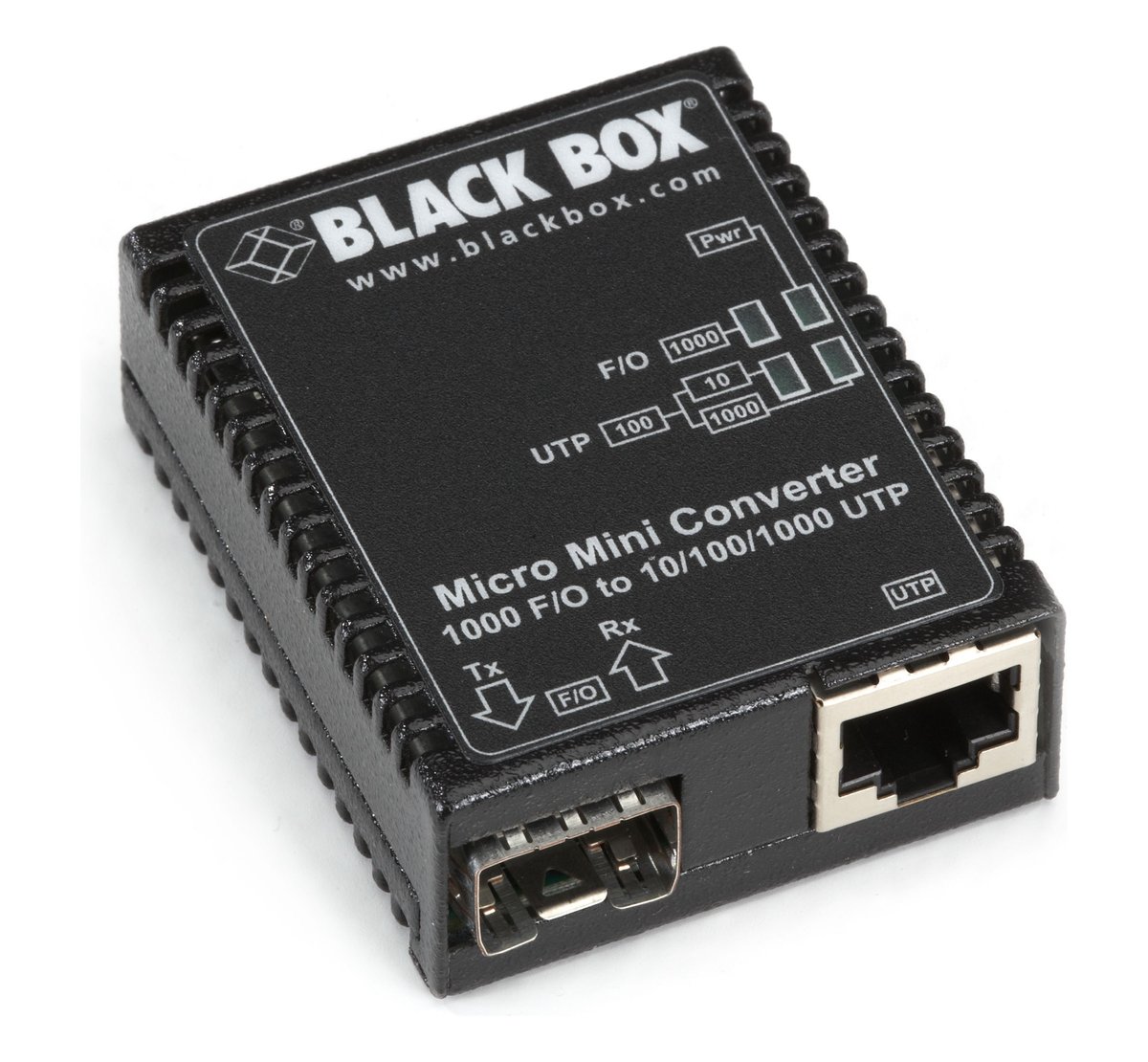Black Box LMC4000A Gigabit Ethernet (1000-Mbps) Media Converter - 10/100/1000-Mbps Copper to 1000-Mbps Fiber SFP, North America Power Supply
