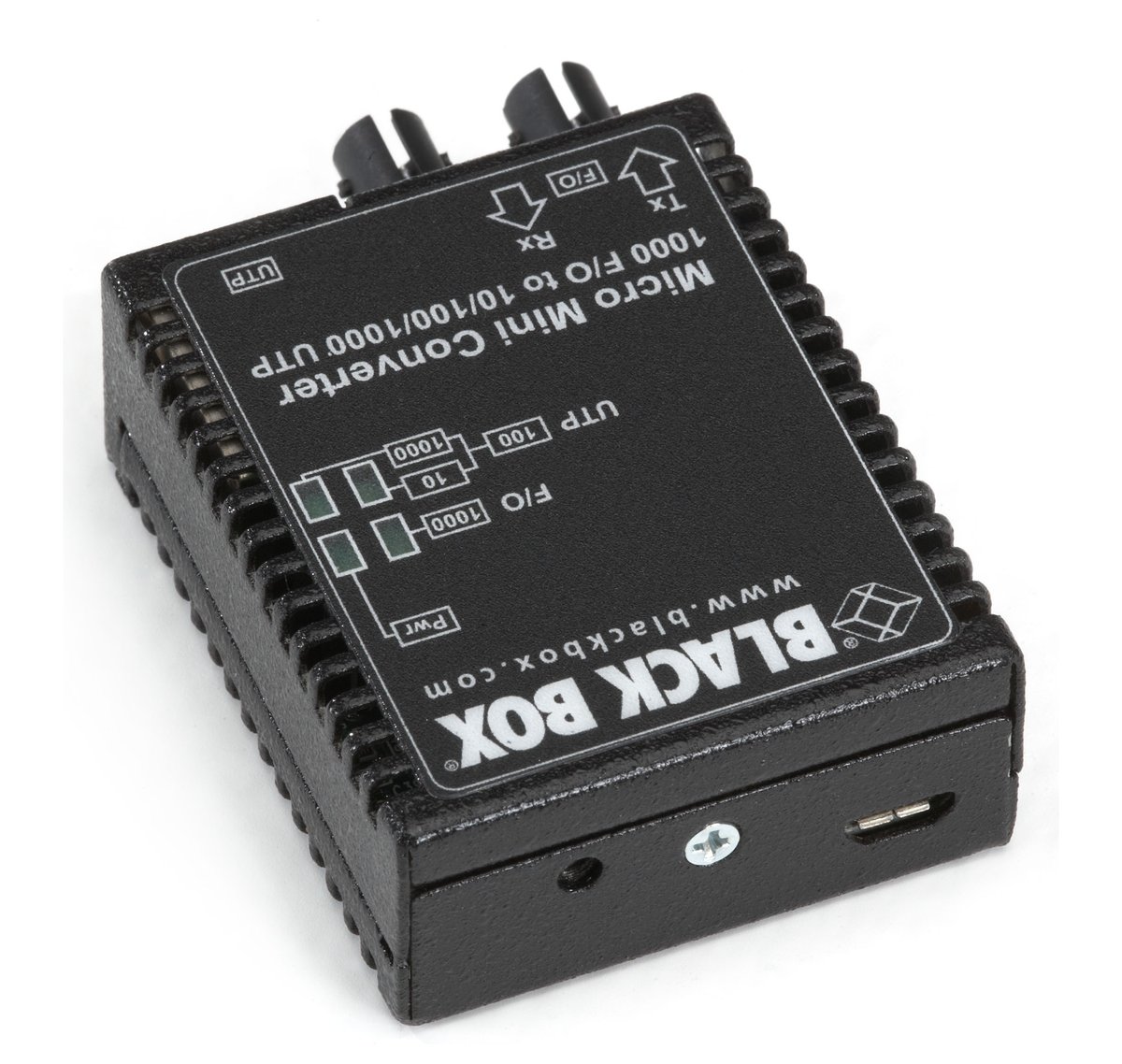 Black Box LMC4001A Gigabit Ethernet (1000-Mbps) Media Converter - 10/100/1000-Mbps Copper to 1000-Mbps Multimode Fiber, 850nm, 0.5km, ST, North America Power Supply - view 2