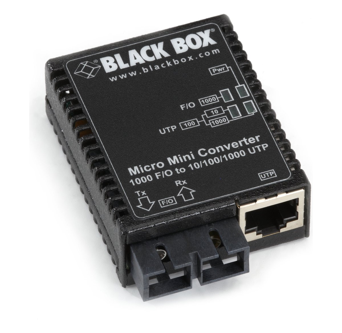 Black Box LMC4004A Micro Mini Gigabit Ethernet (1000-Mbps) Media Converter - 10/100/1000-Mbps Copper to 1000-Mbps Singlemode Fiber, 1310nm, 12km product image