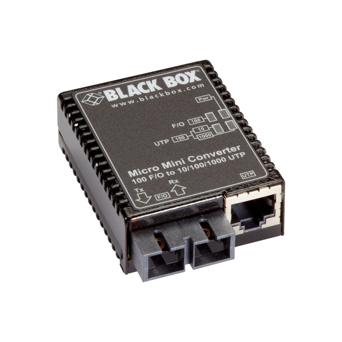 Black Box LMC402A Fast Ethernet (100-Mbps) Media Converter - 10/100/1000-Mbps Copper to 100-Mbps Multimode Fiber, 1310nm, 5km, SC, North America Power Supply