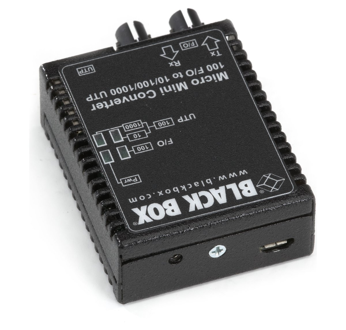 Black Box LMC403A Micro Mini Fast Ethernet (100-Mbps) Media Converter - 10/100/1000-Mbps Copper to 100-Mbps Singlemode Fiber, 1310nm, 30km - view 2