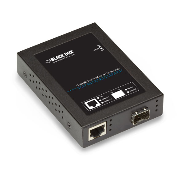 Black Box LPS535A-SFP LPS530 Series Gigabit Ethernet (1000-Mbps) PoE+ Media Converter - 10/100/1000-Mbps Copper to 1000-Mbps Fiber SFP