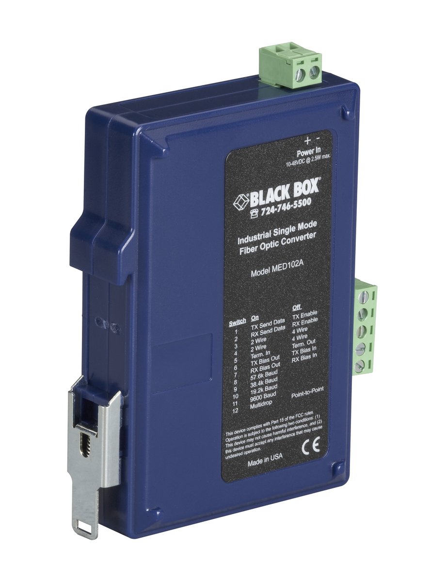 Black Box MED102A Async RS232/422/485 Extender Over Fiber - Terminal Block to Singlemode SC