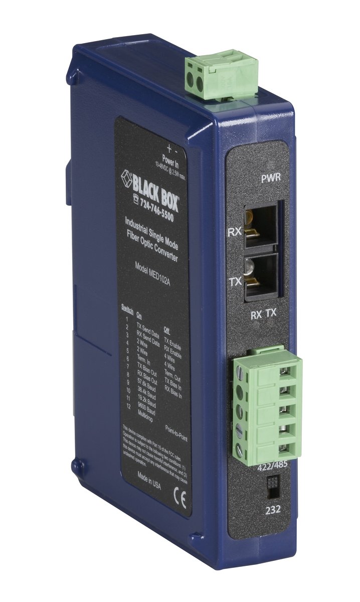 Black Box MED102A Async RS232/422/485 Extender Over Fiber - Terminal Block to Singlemode SC - view 2