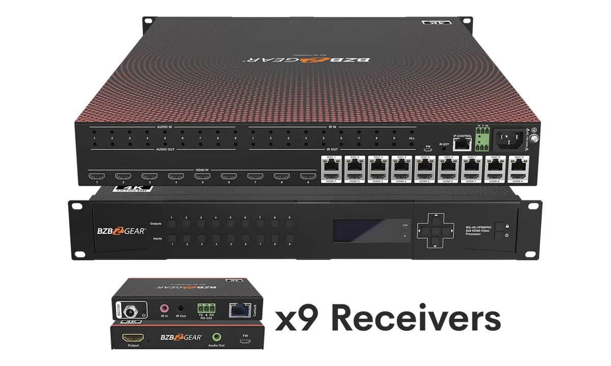BZBGear BG-4K-VP99PRO 9x9 Seamless Matrix Kit with Nine Receivers - view 2