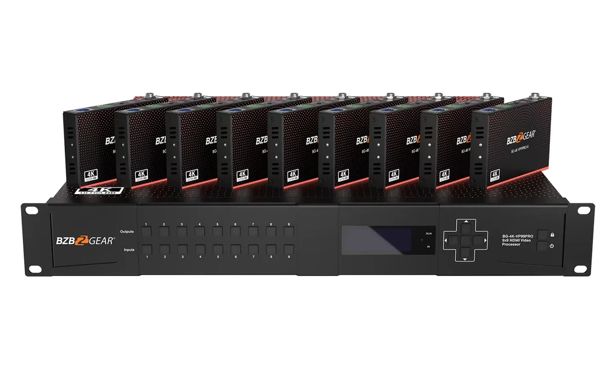 BZBGear BG-4K-VP99PRO 9x9 Seamless Matrix Kit with Nine Receivers - view 3