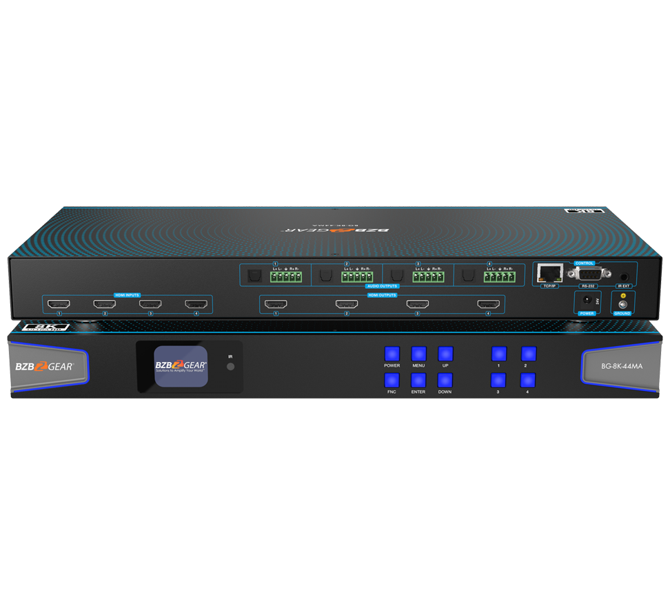 BZBGear BG-8K-44MA 4x4 8K HDMI 2.1 Matrix Switcher