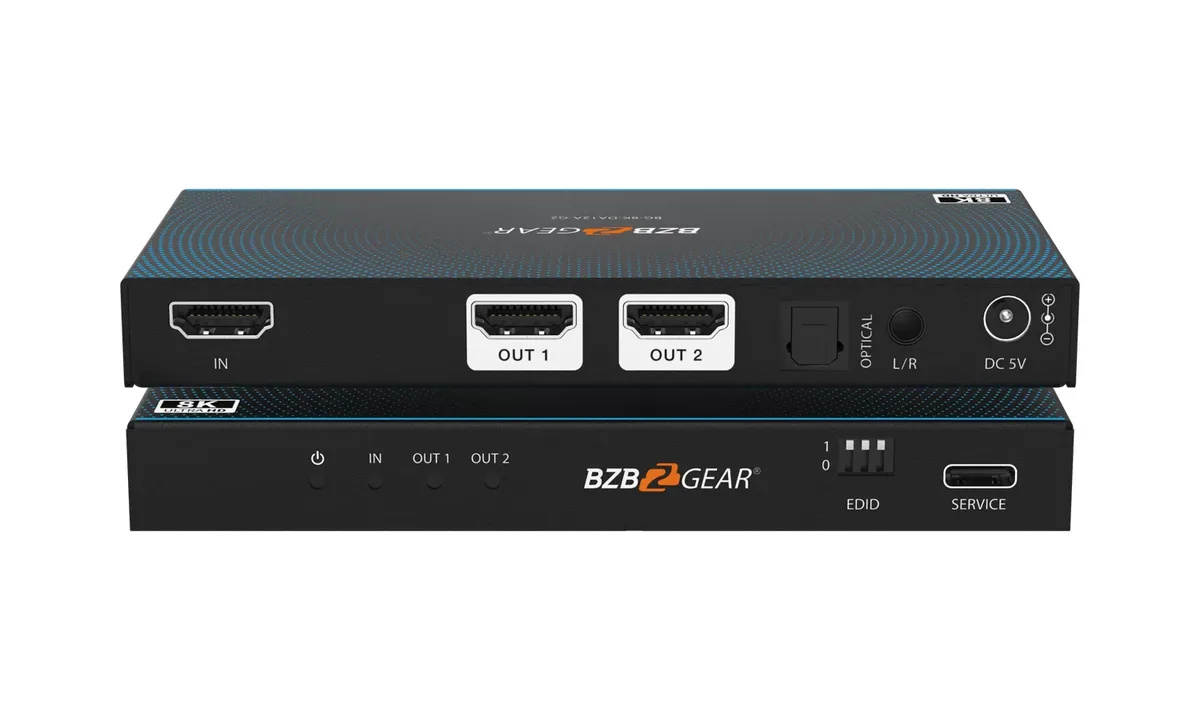 BZBGear BG-8K-DA12A-G2 1x2 8K HDMI Splitter with Audio De-Embedding - view 2