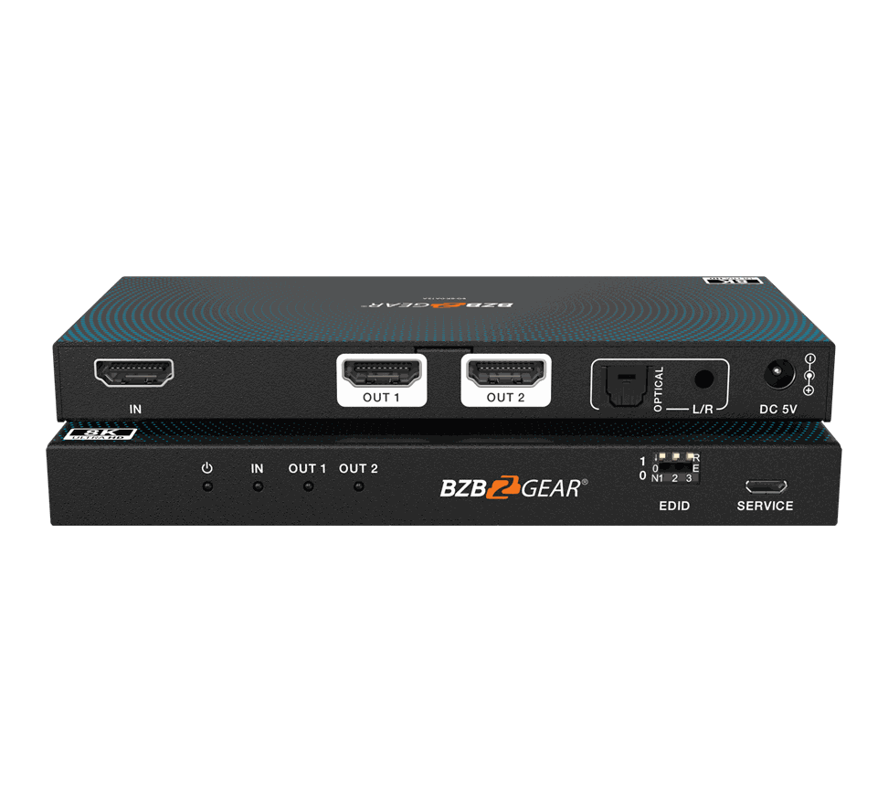 BZBGear BG-8K-DA12A 1x2 8K HDMI Splitter with Audio De-Embedding