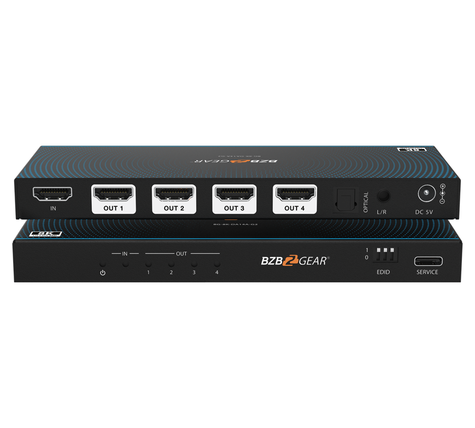 BZBGear BG-8K-DA14A-G2 1x4 8K HDMI Splitter with Audio De-Embedding