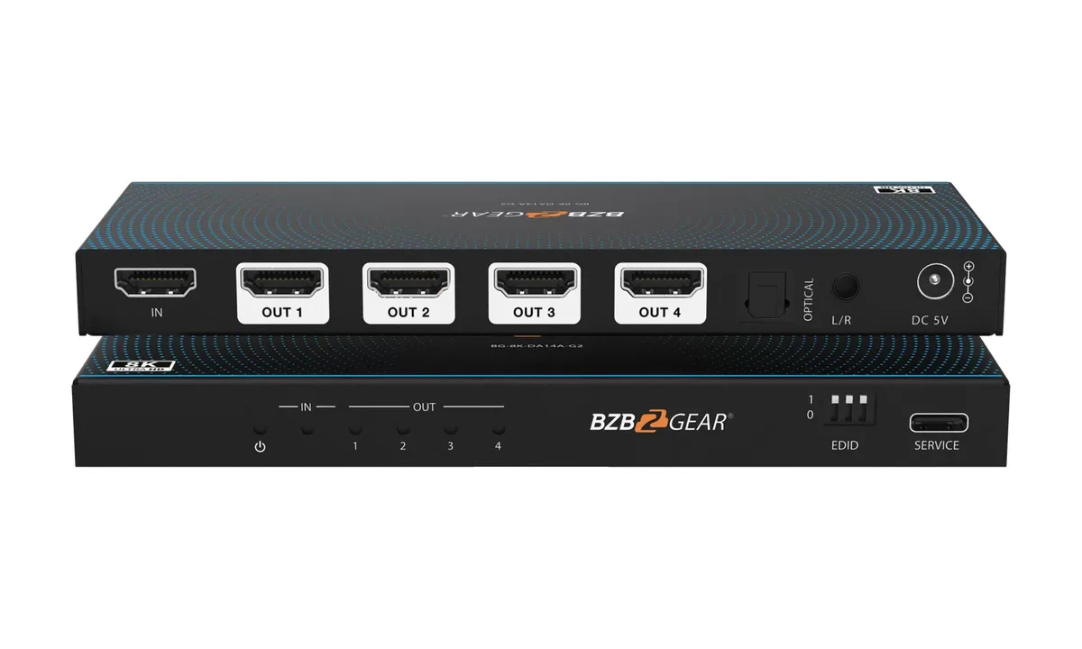 BZBGear BG-8K-DA14A-G2 1x4 8K HDMI Splitter with Audio De-Embedding - view 2