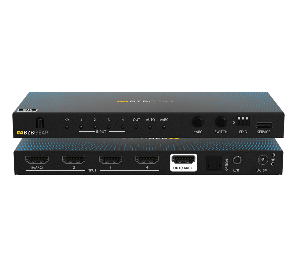 BZBGear BG-8K-HS41A 4x1 8K HDMI Switcher with Audio De-Embedding