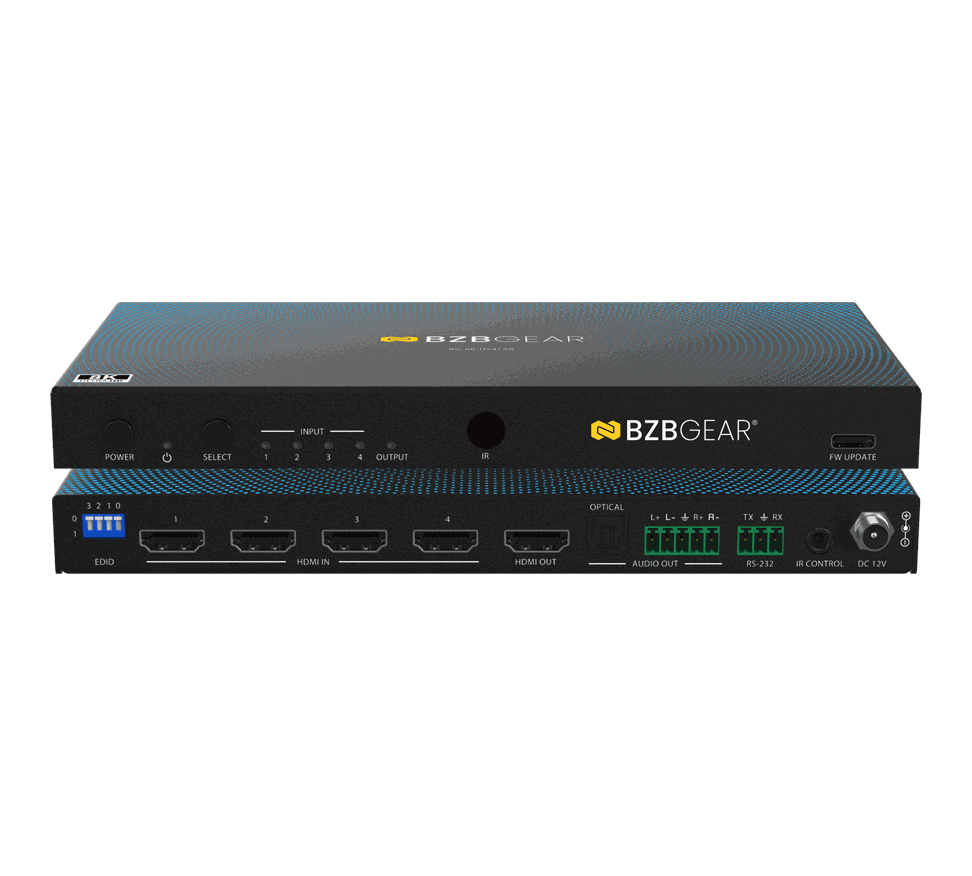 BZBGear BG-8K-HS41AR 4x1 8K HDMI Switcher with RS-232 and Gain Control