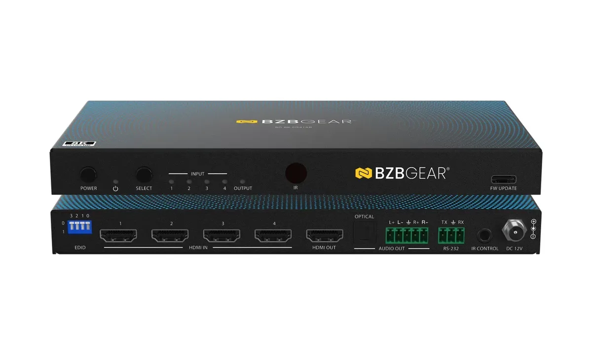 BZBGear BG-8K-HS41AR 4x1 8K HDMI Switcher with RS-232 and Gain Control - view 2