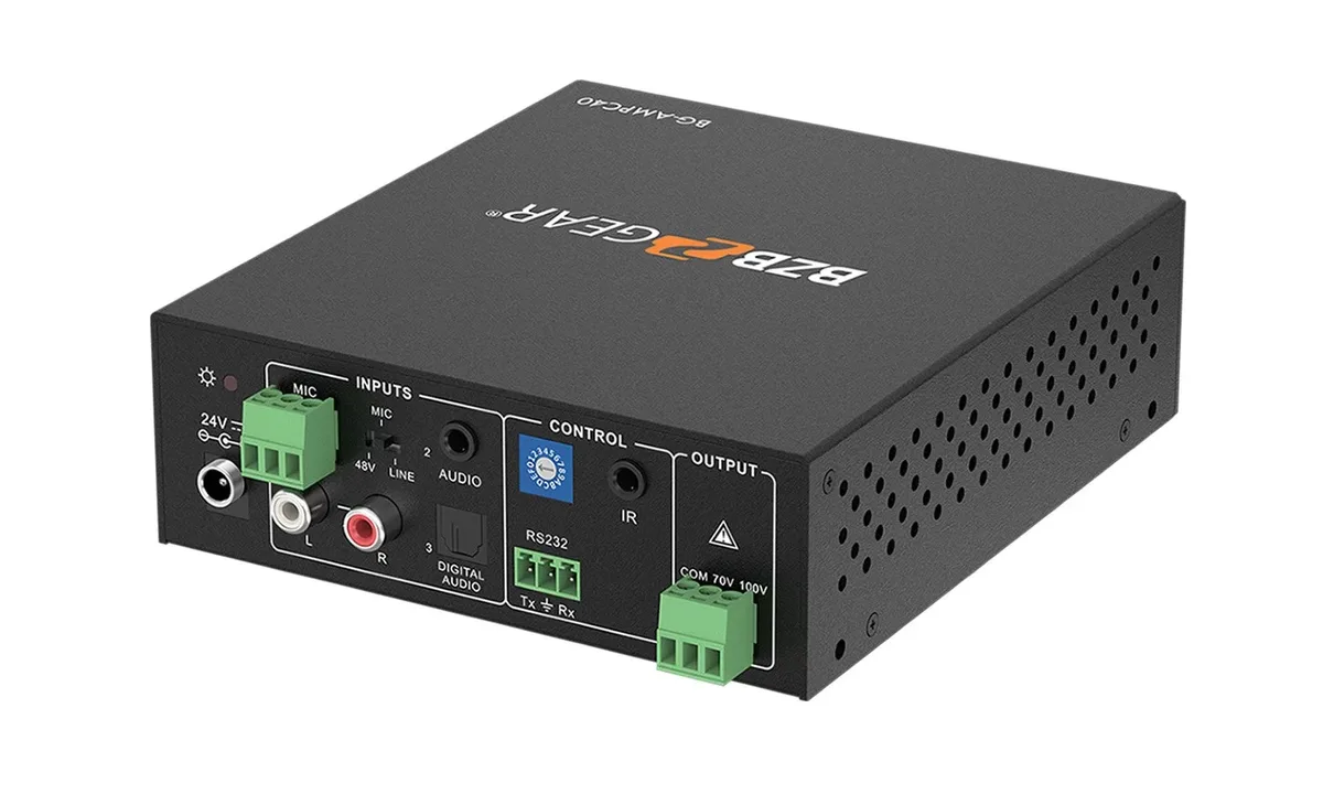 BZBGear BG-AMPC40 40W 70V/100V Amplifier with Mic Ducking - view 5