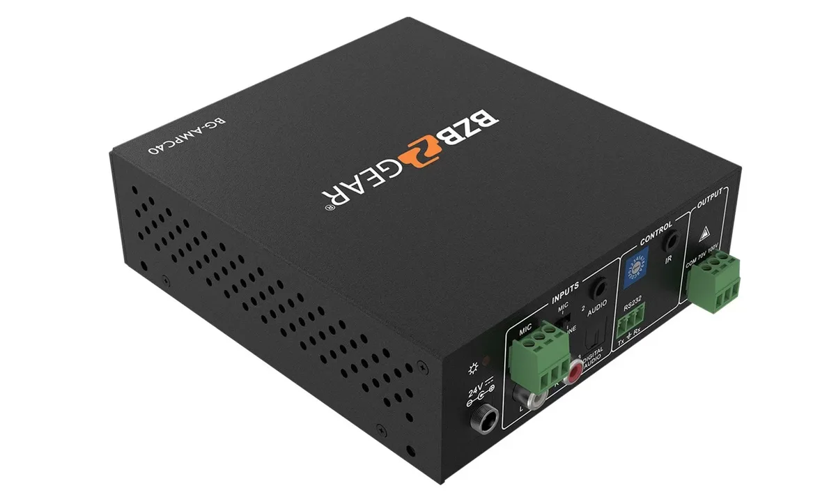 BZBGear BG-AMPC40 40W 70V/100V Amplifier with Mic Ducking - view 6