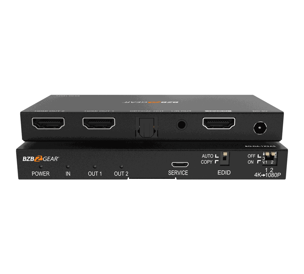 BZBGear BG-DA-1X2AS 1x2 4K HDMI Splitter with Downscaler and Audio Output