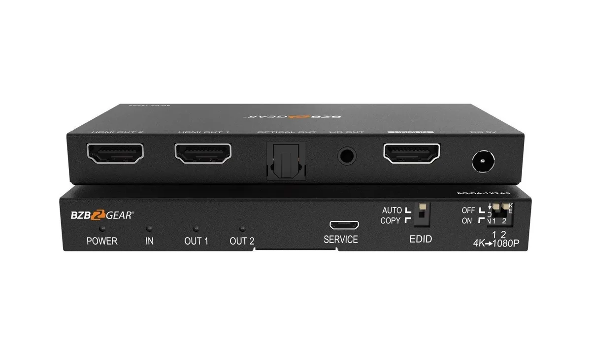 BZBGear BG-DA-1X2AS 1x2 4K HDMI Splitter with Downscaler and Audio Output - view 2