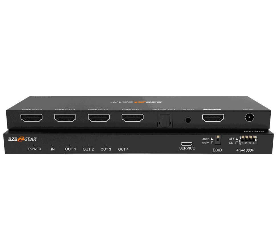BZBGear BG-DA-1X4AS 1x4 4K HDMI Splitter with Downscaler and Audio Output
