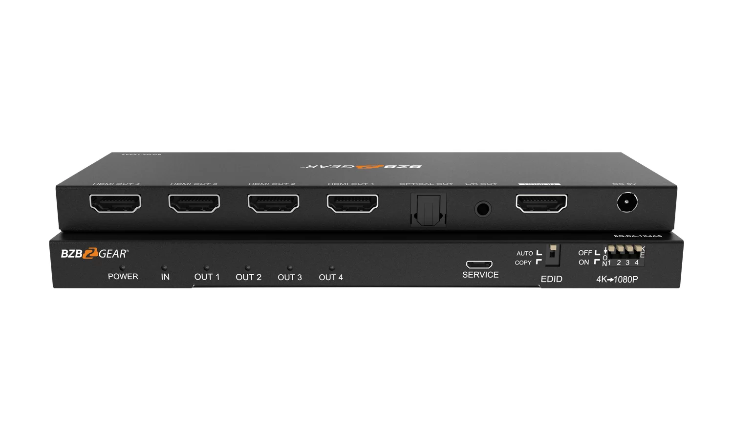 BZBGear BG-DA-1X4AS 1x4 4K HDMI Splitter with Downscaler and Audio Output - view 2