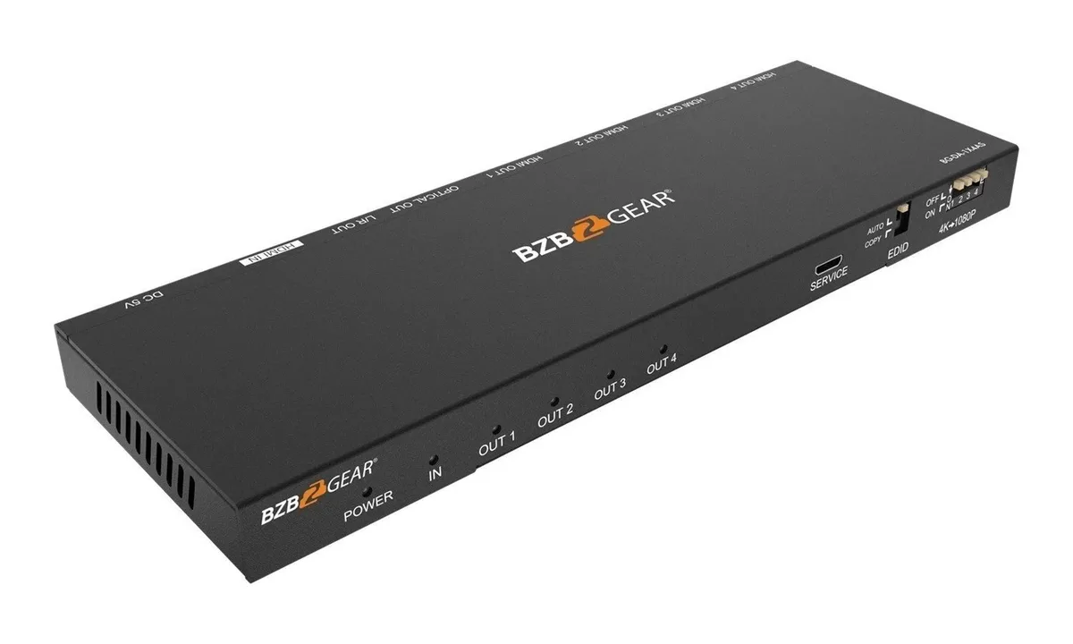 BZBGear BG-DA-1X4AS 1x4 4K HDMI Splitter with Downscaler and Audio Output - view 3
