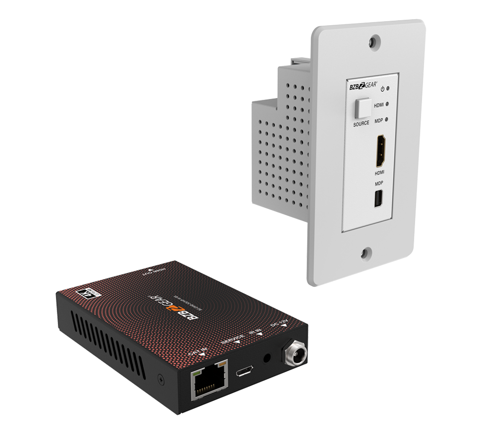 BZBGear BG-EXHD-50UWP-W HDMI and Mini DisplayPort Wall Plate Extender Kit