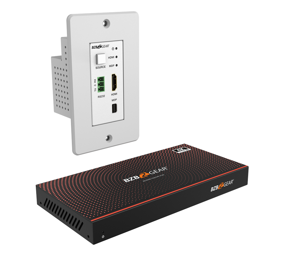 BZBGear BG-EXHD-70UCWP-W HDMI and Mini DisplayPort Wall Plate HDBaseT Kit with RS-232