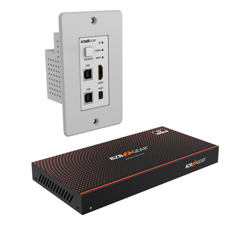 BZBGear BG-EXHD-70UWP-W HDMI, Mini DisplayPort and KVM Wall Plate HDBaseT Kit