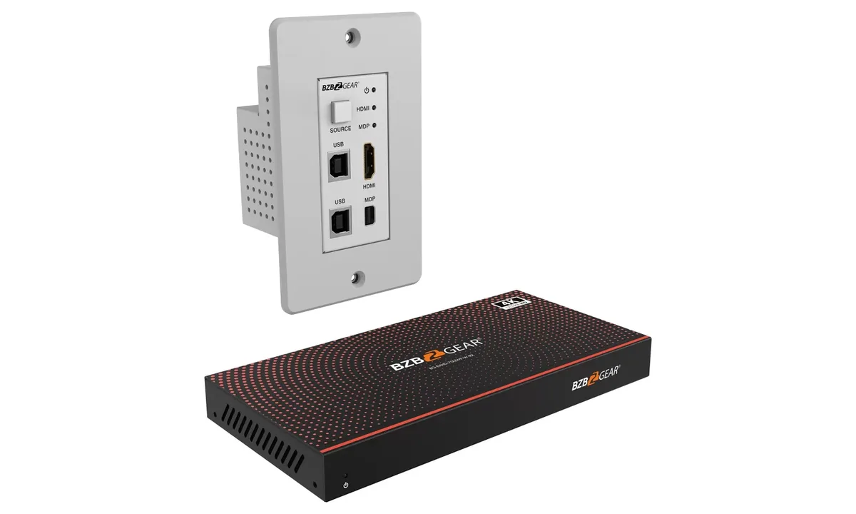 BZBGear BG-EXHD-70UWP-W HDMI, Mini DisplayPort and KVM Wall Plate HDBaseT Kit - view 2