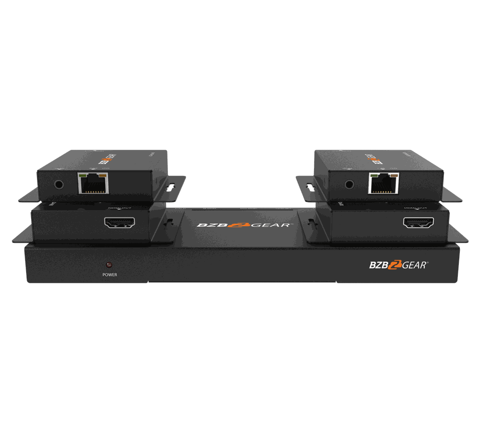 BZBGear BG-HDA-E14 1x4 HDMI Splitter Kit with Four Receivers
