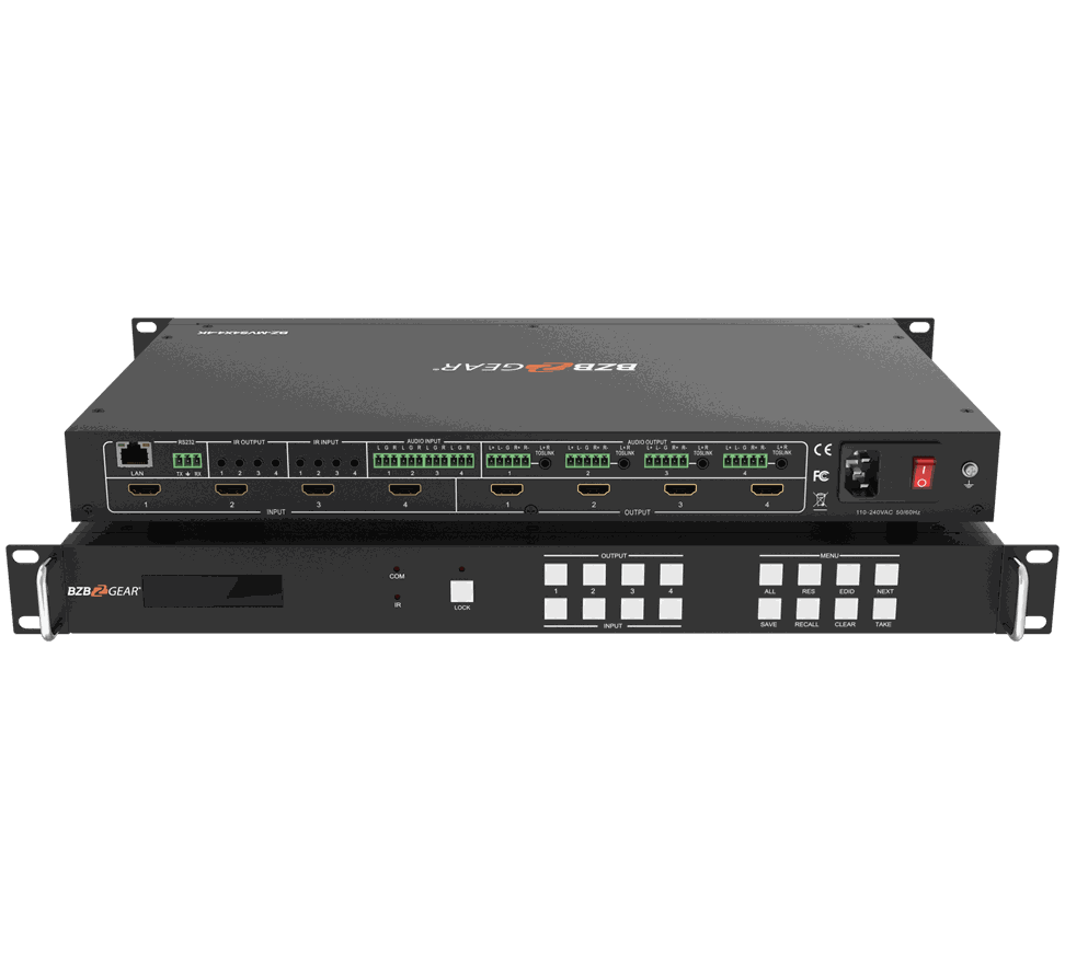 BZBGear BZ-MVS4X4-4K 4x4 Matrix Switcher and Video Wall Controller